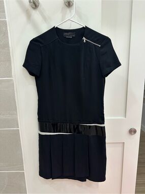 Diesel Black Gold Detlem Dress Black Pleated Zip Drop Waist EU 36 $650 MSRP⁠